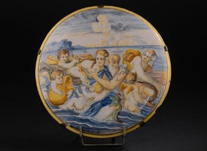 Castelli
Circular medallion with polychrome...