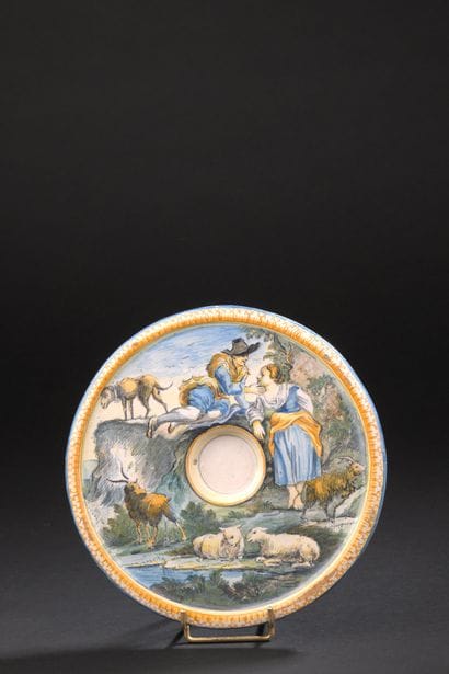 Castelli
Majolica saucer with shepherd in...