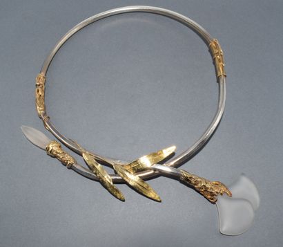 IMPOSANT COLLIER TORQUE en or jaune et rose...