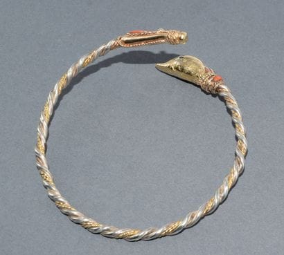 BRACELET JONC OUVERT en or jaune 18k (750/°°)...