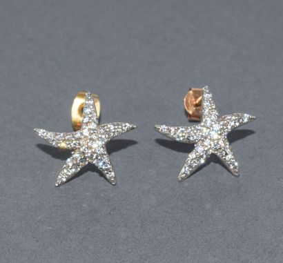 PAIRE DE BOUTONS D'OREILLE en or blanc 18k...