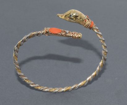 BRACELET JONC OUVERT en or jaune 18k (750/°°)...