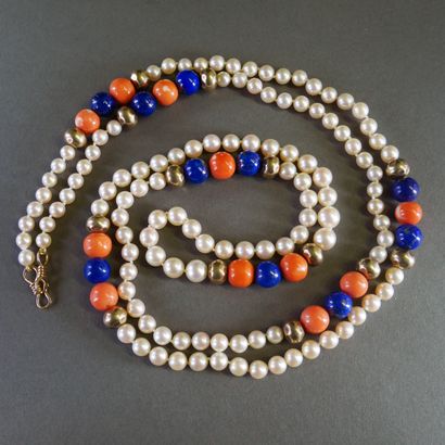 LONG SAUTOIR de perles de culture, perles...