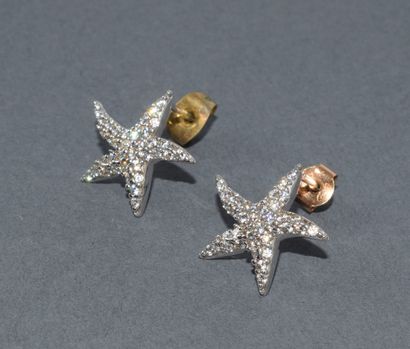 PAIRE DE BOUTONS D'OREILLE en or blanc 18k...
