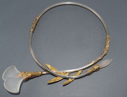 IMPOSANT COLLIER TORQUE en or jaune et rose...