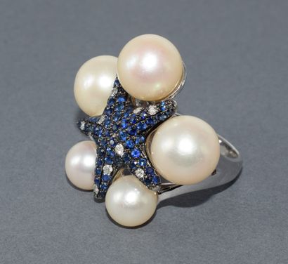 IMPOSANTE BAGUE en or blanc 18k (750/°°)...