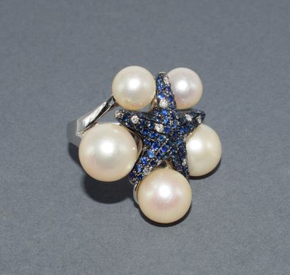IMPOSANTE BAGUE en or blanc 18k (750/°°)...