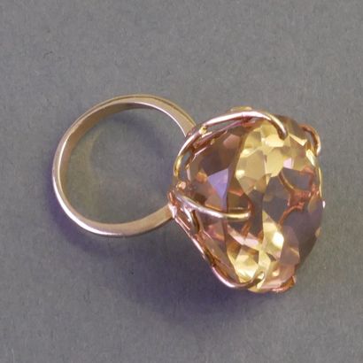 IMPOSANTE BAGUE COCKTAIL en or jaune 14k...