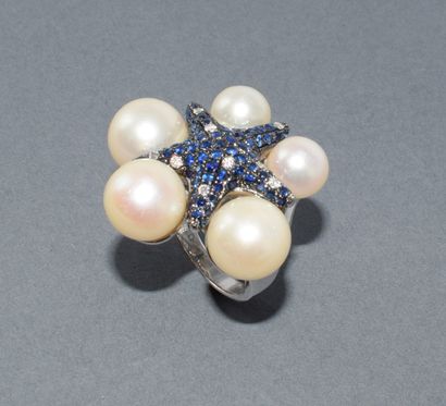 IMPOSANTE BAGUE en or blanc 18k (750/°°)...