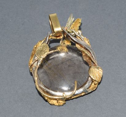 PENDENTIF en or jaune 18k (750/°°) et argent...