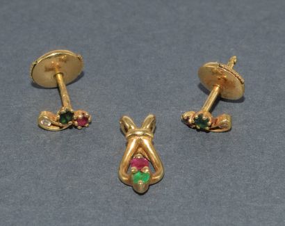LOT in 18k (750/°°) yellow gold consisting...