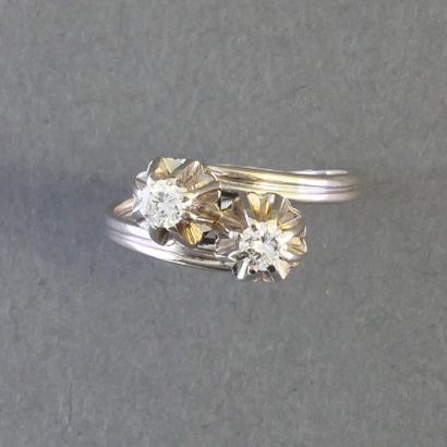 BAGUE VOUS & MOI en or blanc 18k (750/°°)...