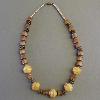 NECKLACE of Murano glass beads, wood and...