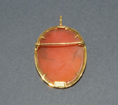 18k (750/°°) yellow gold shell cameo pendant...