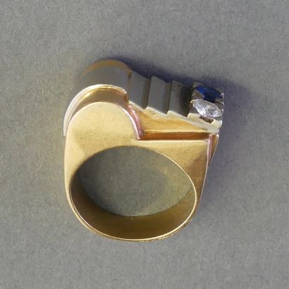 TANK RING in 18k (750/°°) yellow and white...