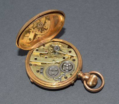 18k (750/°°) yellow gold GOUSSET WATCH, enameled...
