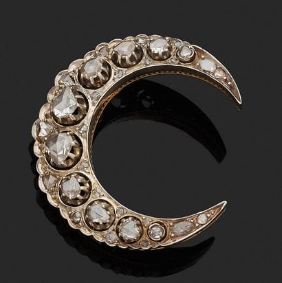18k (750/°°) yellow gold and silver, rose-cut,...