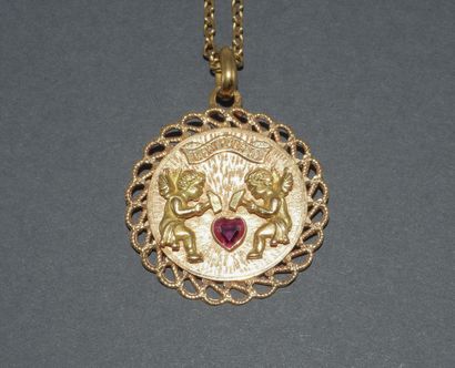 18k (750/°°) yellow gold chain, charançon...