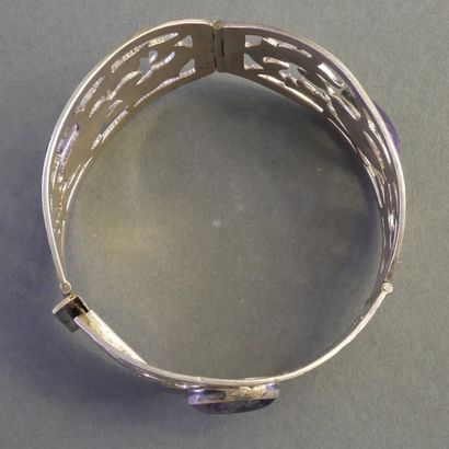 MANCHETTE BRACELET in openwork silver (800/°°),...