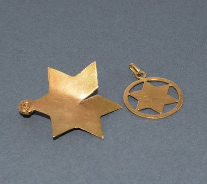 Lot of 2 RELIGIOUS PENDANTS adorned with...