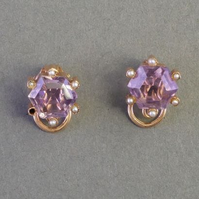 PAIR OF EAR CLIPS in 18k (750/°°) rose gold,...