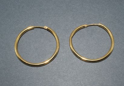 PAIR OF CRÉOLES in 18k (750/°°) yellow gold...