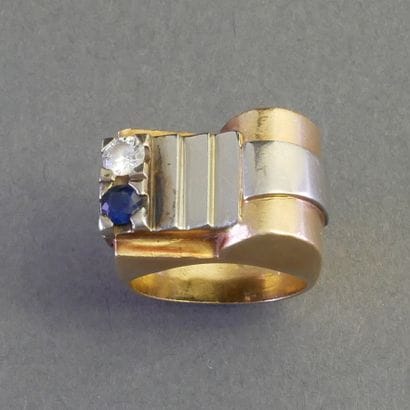 TANK RING in 18k (750/°°) yellow and white...