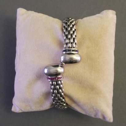 14k (585/°°) white gold open JONC BRACELET...