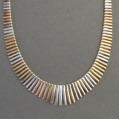 PLASTRON NECKLACE in silver and vermeil (min...