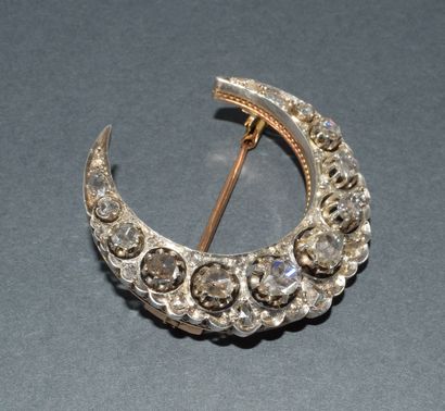 18k (750/°°) yellow gold and silver, rose-cut,...