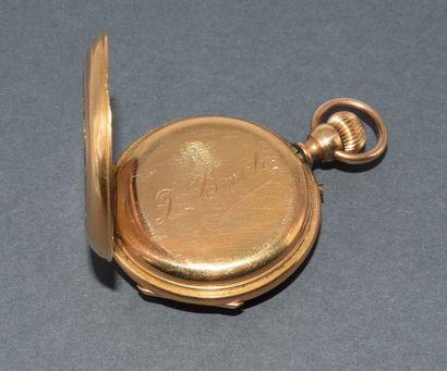 18k (750/°°) yellow gold GOUSSET WATCH, enameled...