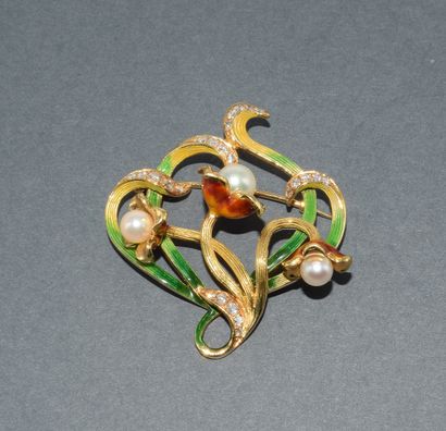 18k (750/°°) yellow gold BROCHURE hallmarked...