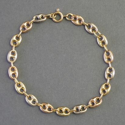 BRACELET in 18k (750/°°) gold with pink,...
