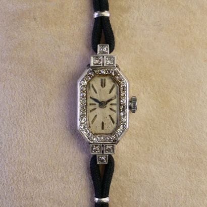 WATCH in platinum (minimum 850/°°) with rectangular...