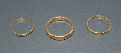 LOT OF 3 ALLIANCES in 18k (750/°°) yellow...