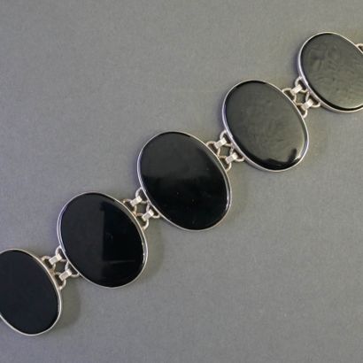 BRACELET in silver (min 800/°°) adorned with...