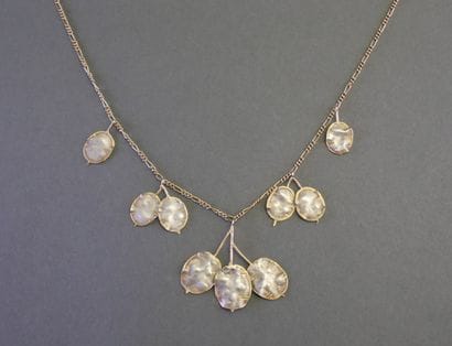 Gilded and silvered metal COLLAR with hammered...