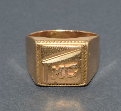 HORSE RING in 18k (750/°°) yellow gold, men's...