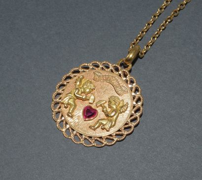 18k (750/°°) yellow gold chain, charançon...