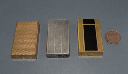 Lot of 3 BRIQUETS: 2 signed DUPONT in gold-plated,...