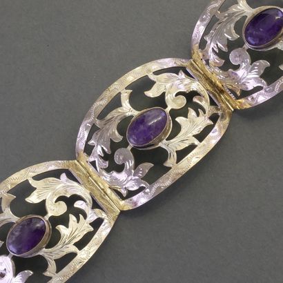 MANCHETTE BRACELET in openwork silver (800/°°),...