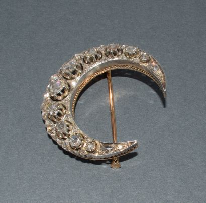 18k (750/°°) yellow gold and silver, rose-cut,...