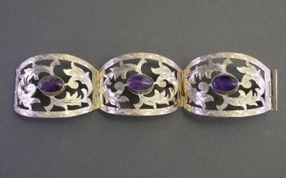 MANCHETTE BRACELET in openwork silver (800/°°),...
