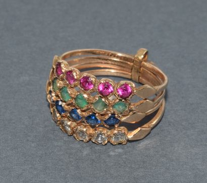 RING in 14k (585/°°) yellow gold, multi-row...