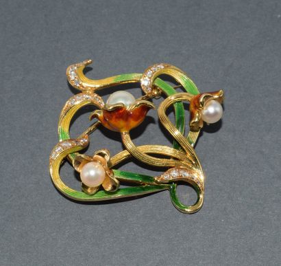 18k (750/°°) yellow gold BROCHURE hallmarked...