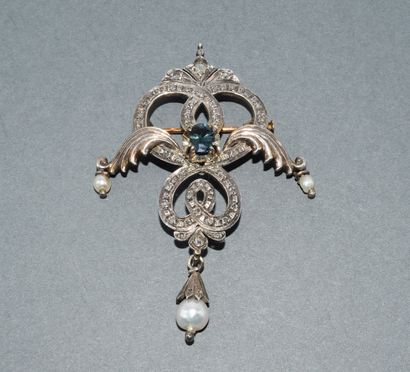 Silver and 18k (750/°°) yellow gold PENDENTIFS...