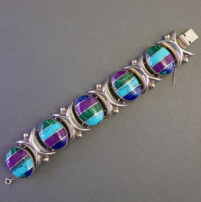 BRACELET in silver (min 800/°°) decorated...