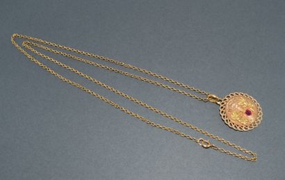18k (750/°°) yellow gold chain, charançon...