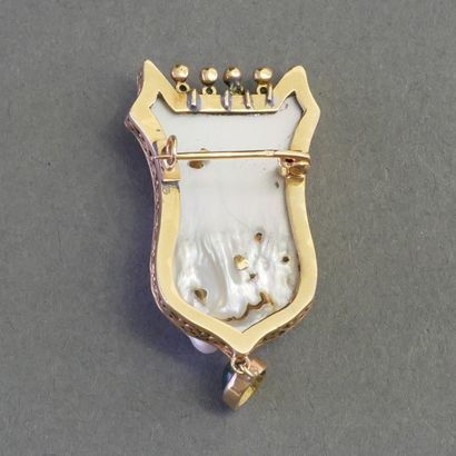 BROCHE LYRE en or jaune 18k (750/°°) formée...