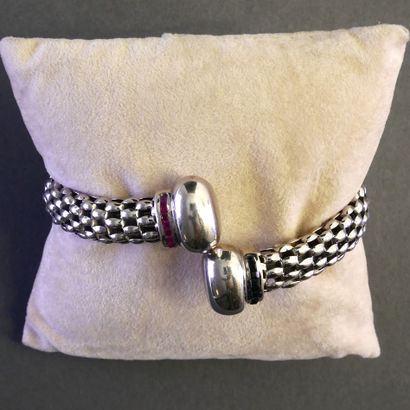 14k (585/°°) white gold open JONC BRACELET...